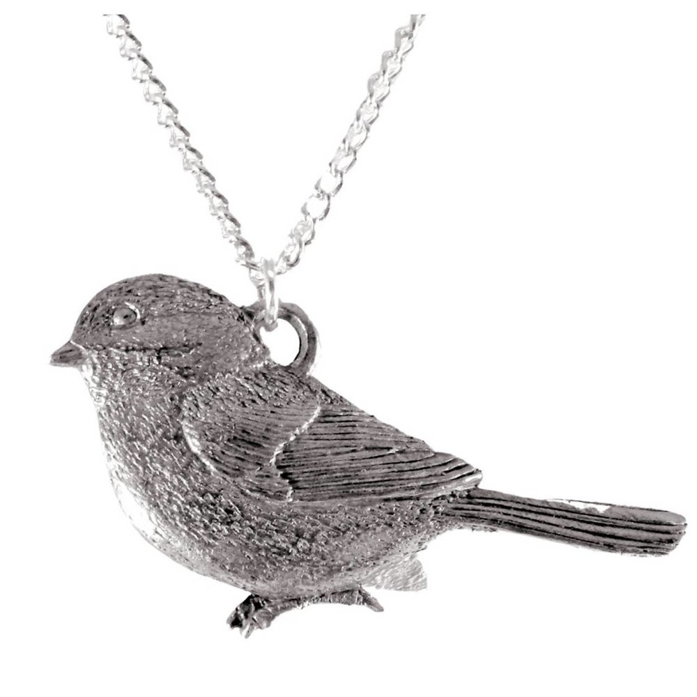 Pewter chickadee necklace  1671